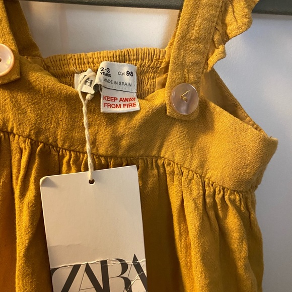 NWT ZARA Kids Girls Gold Ruffle Sundress - Picture 3 of 5